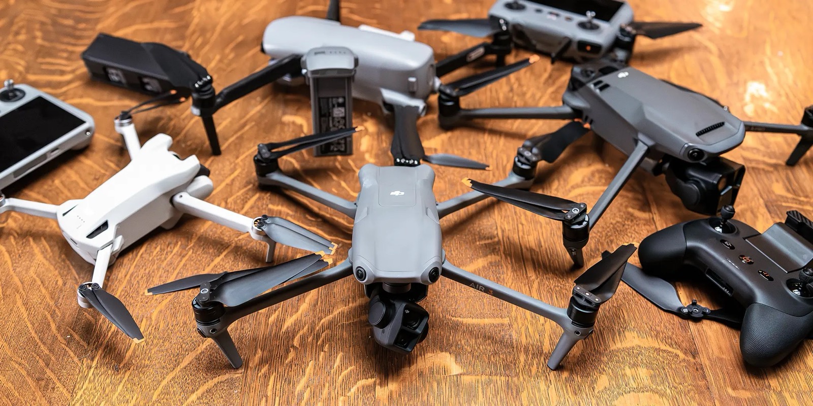 Professional DJI drone in flight